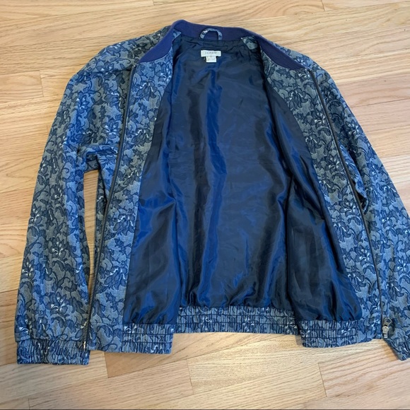 J Crew Denim Floral Bomber Jacket - Picture 2 of 5